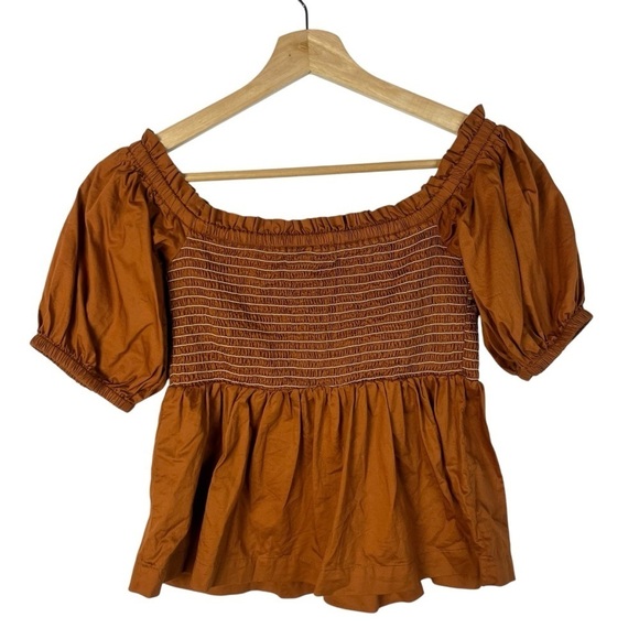 Old Navy Orange Smocked Off Shoulder Short Sleeve Top XS - Picture 3 of 5